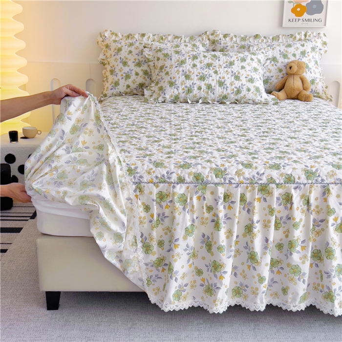 91家纺网 家纺一手货源 找家纺 十个点 2024新款全棉印花床笠式单品床裙-樱桃系列 秋意