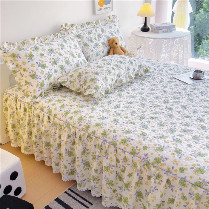 91家纺网 家纺一手货源 找家纺 十个点 2024新款全棉印花床笠式单品床裙-樱桃系列 秋意