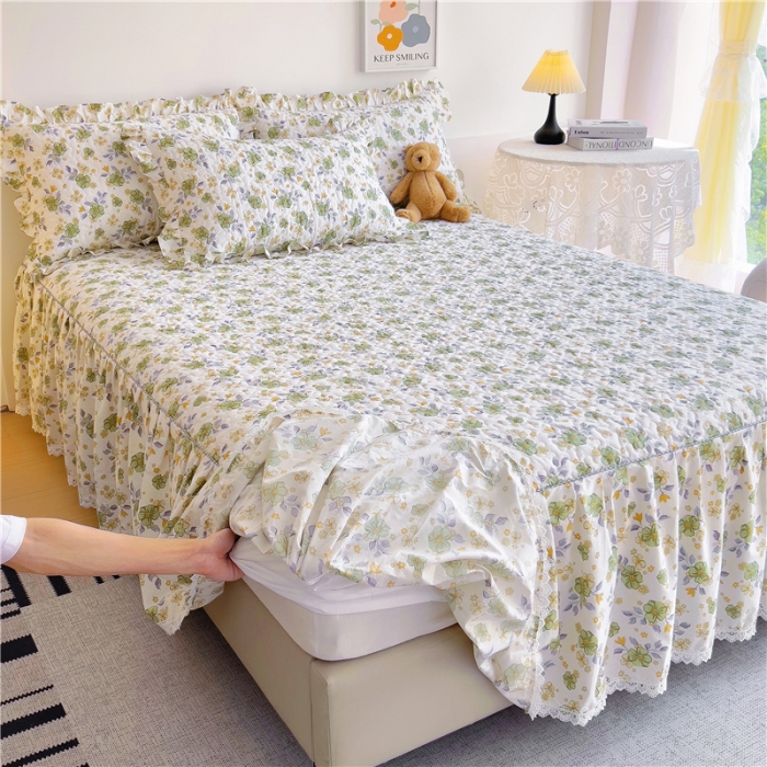 91家纺网 家纺一手货源 找家纺 十个点 2024新款全棉印花床笠式单品床裙-樱桃系列 秋意