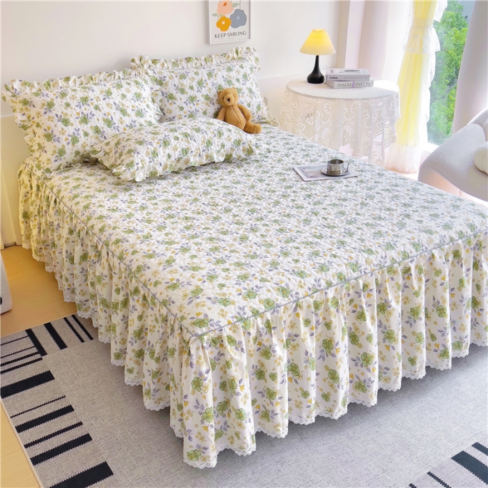 91家纺网 家纺一手货源 找家纺 十个点 2024新款全棉印花床笠式单品床裙-樱桃系列 秋意