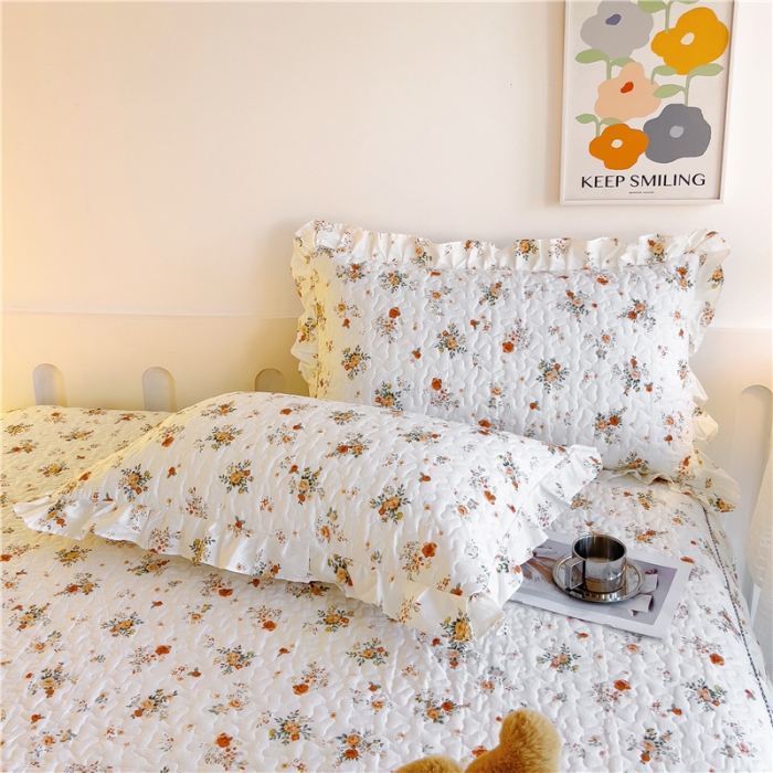 91家纺网 家纺一手货源 找家纺 十个点 2024新款全棉印花床笠式单品床裙-樱桃系列 甜蜜小花