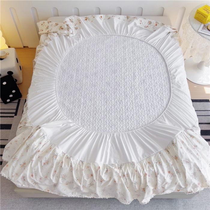 91家纺网 家纺一手货源 找家纺 十个点 2024新款全棉印花床笠式单品床裙-樱桃系列 甜蜜小花