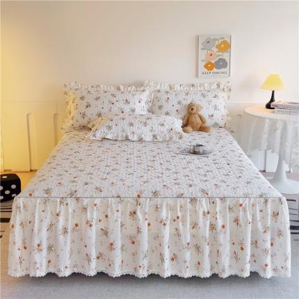 十个点 2024新款全棉印花床笠式单品床裙-樱桃系列 甜蜜小花