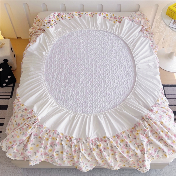 91家纺网 家纺一手货源 找家纺 十个点 2024新款全棉印花床笠式单品床裙-樱桃系列 樱桃