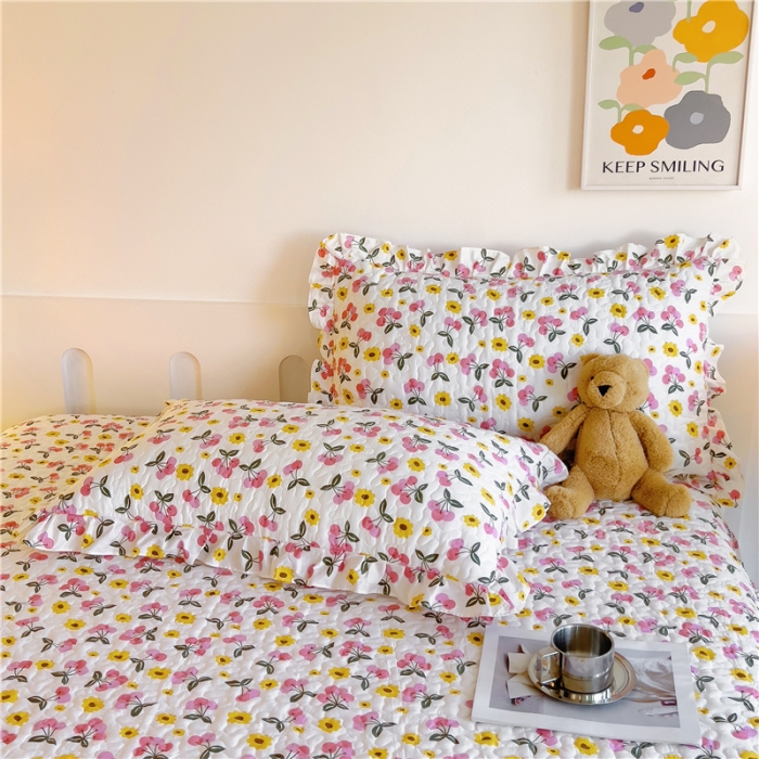 91家纺网 家纺一手货源 找家纺 十个点 2024新款全棉印花床笠式单品床裙-樱桃系列 樱桃