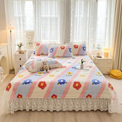 宜凡家纺 2023新款牛奶绒印花夹棉被套床盖三件套 浮华相约