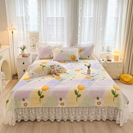 宜凡家纺 2023新款牛奶绒印花夹棉被套床盖三件套 迷城