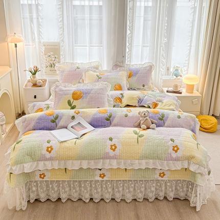 91家纺网 家纺一手货源 找家纺 （总）宜凡家纺 2023新款牛奶绒印花夹棉被套床盖四件套