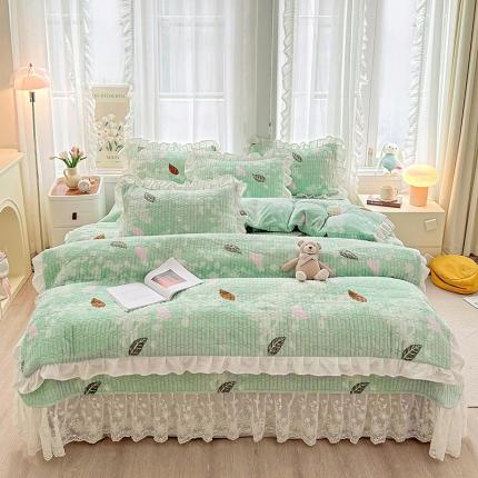 91家纺网 家纺一手货源 找家纺 （总）宜凡家纺 2023新款牛奶绒印花夹棉被套床盖四件套