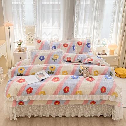 宜凡家纺 2023新款牛奶绒印花夹棉被套床盖四件套 浮华相约