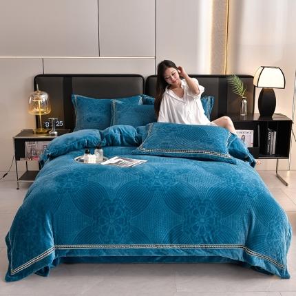 91家纺网 家纺一手货源 找家纺 （总）绒耀 2025新款高克重雕花绒牛奶绒四件套直播爆款电商爆款