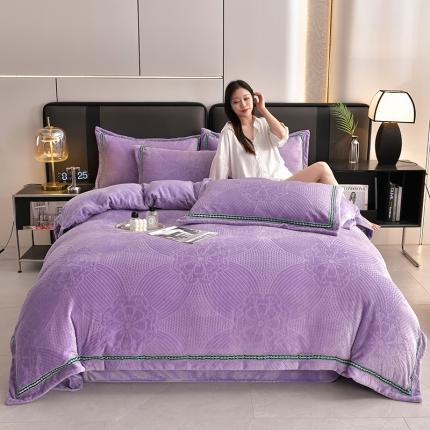 91家纺网 家纺一手货源 找家纺 （总）绒耀 2025新款高克重雕花绒牛奶绒四件套直播爆款电商爆款