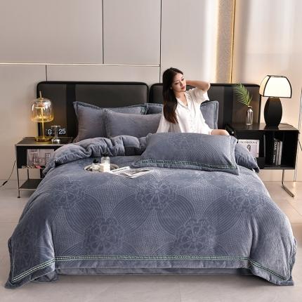 91家纺网 家纺一手货源 找家纺 （总）绒耀 2025新款高克重雕花绒牛奶绒四件套直播爆款电商爆款