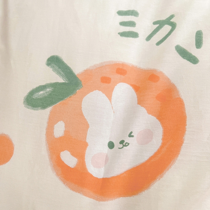 91家纺网 家纺一手货源 找家纺 金丝鸟家纺 2023新款全棉印花加牛奶绒四件套 桔子兔 a棉b牛奶绒