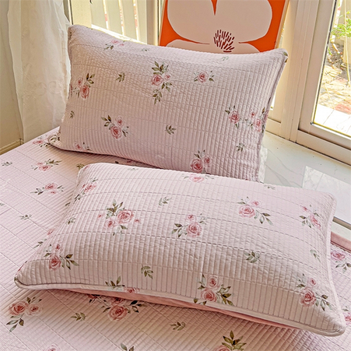 91家纺网 家纺一手货源 找家纺 上喜 热卖莫代尔绒夹棉床盖三件套 朵朵花开粉