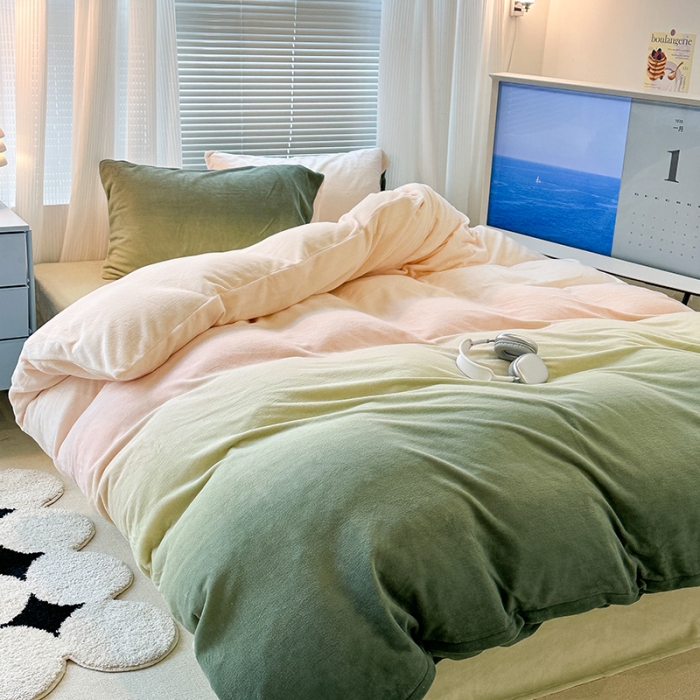 91家纺网 家纺一手货源 找家纺 （总）昔可家纺 2023新款柔软亲肤晕染牛奶绒四件套