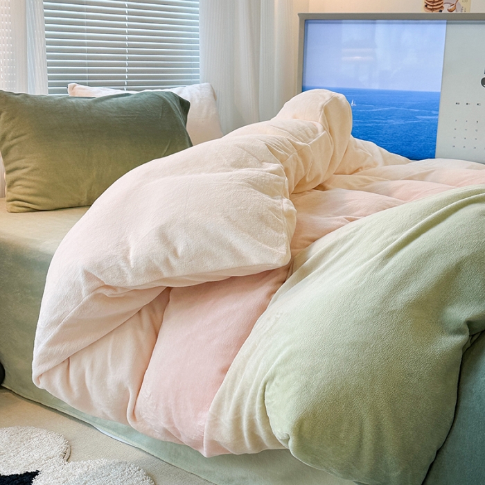 91家纺网 家纺一手货源 找家纺 （总）昔可家纺 2023新款柔软亲肤晕染牛奶绒四件套