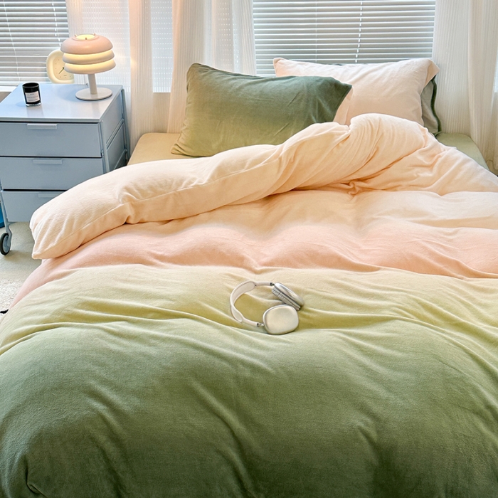 91家纺网 家纺一手货源 找家纺 （总）昔可家纺 2023新款柔软亲肤晕染牛奶绒四件套