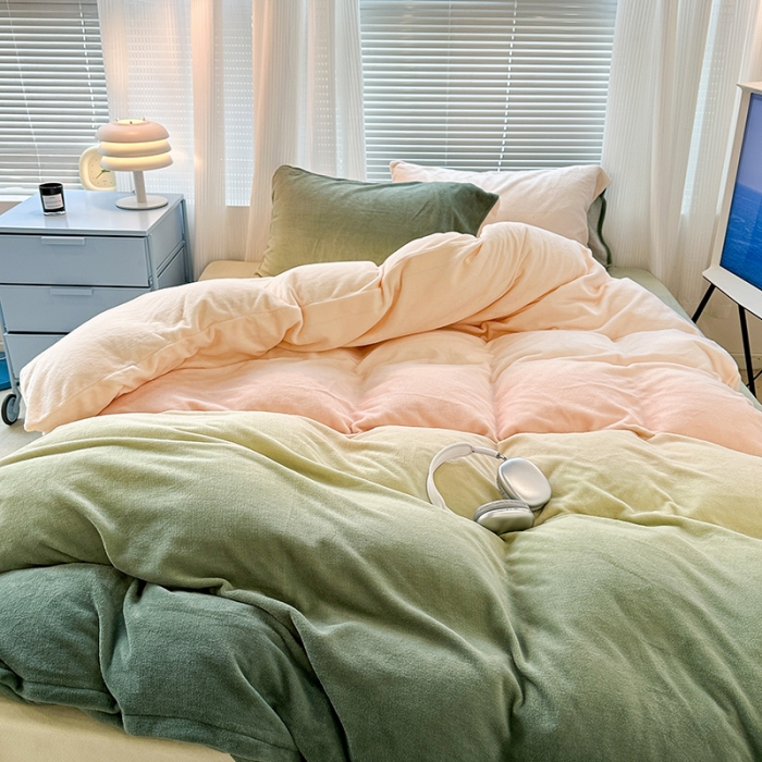 91家纺网 家纺一手货源 找家纺 （总）昔可家纺 2023新款柔软亲肤晕染牛奶绒四件套