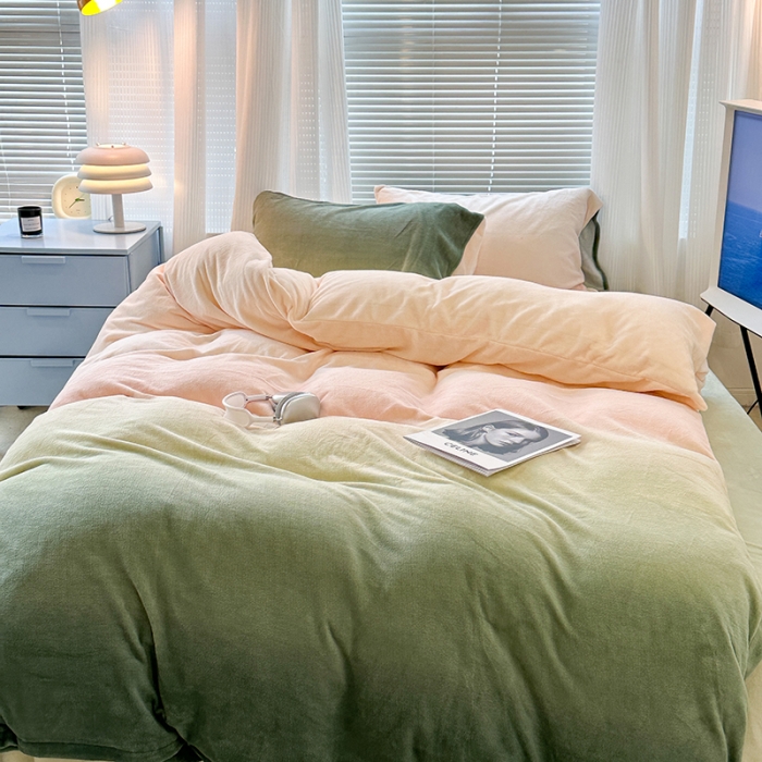 91家纺网 家纺一手货源 找家纺 （总）昔可家纺 2023新款柔软亲肤晕染牛奶绒四件套