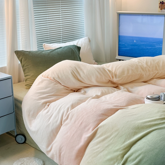 91家纺网 家纺一手货源 找家纺 （总）昔可家纺 2023新款柔软亲肤晕染牛奶绒四件套