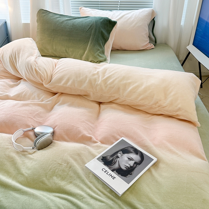 91家纺网 家纺一手货源 找家纺 （总）昔可家纺 2023新款柔软亲肤晕染牛奶绒四件套