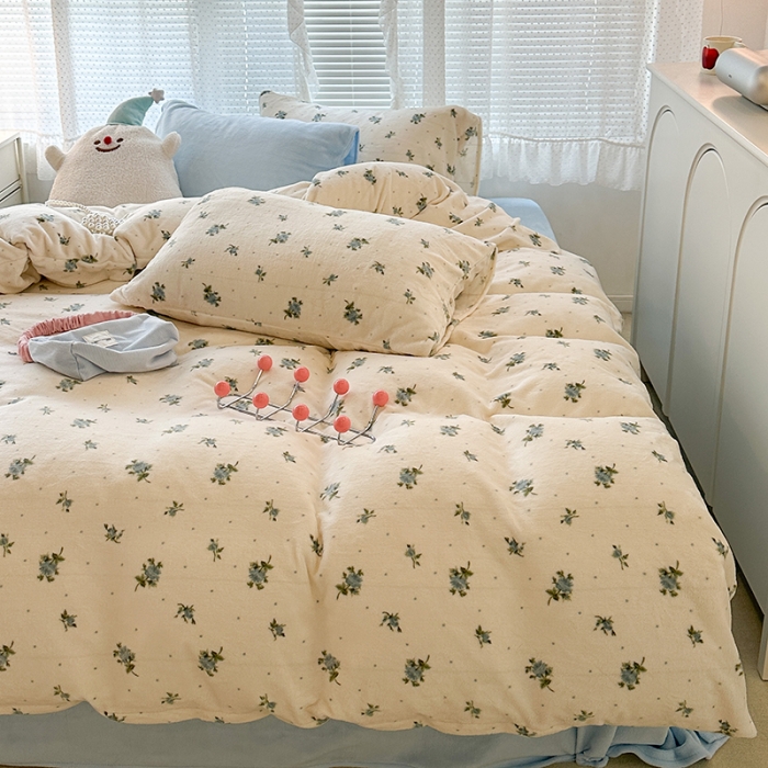 91家纺网 家纺一手货源 找家纺 （总）昔可 2023新款柔软舒适混搭牛奶绒四件套