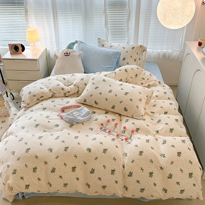 91家纺网 家纺一手货源 找家纺 （总）昔可 2023新款柔软舒适混搭牛奶绒四件套