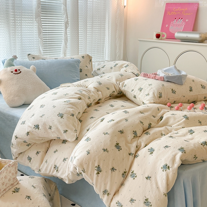 91家纺网 家纺一手货源 找家纺 （总）昔可 2023新款柔软舒适混搭牛奶绒四件套