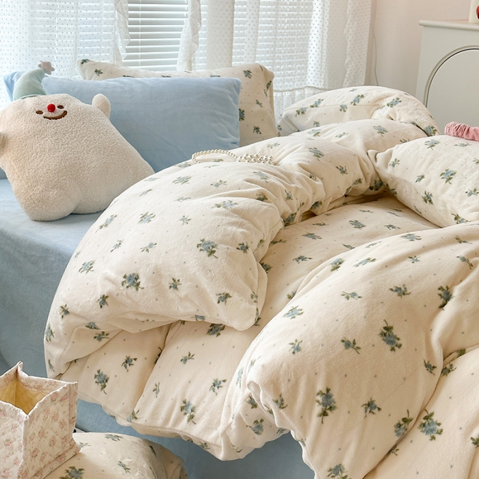 91家纺网 家纺一手货源 找家纺 （总）昔可 2023新款柔软舒适混搭牛奶绒四件套