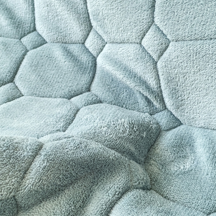 91家纺网 家纺一手货源 找家纺 金丝鸟家纺 2023新款纯色牛奶绒绗缝软床垫 湖蓝