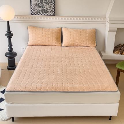 金丝鸟家纺 2023新款纯色牛奶绒绗缝软床垫 驼色