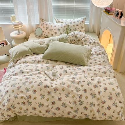 91家纺网 家纺一手货源 找家纺 昔可 2023新款亲肤柔软棉加绒四件套 彩色玫瑰