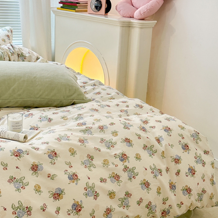 91家纺网 家纺一手货源 找家纺 昔可 2023新款亲肤柔软棉加绒四件套 彩色玫瑰