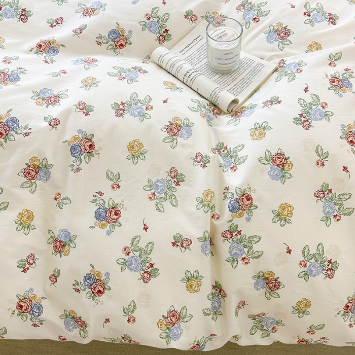 91家纺网 家纺一手货源 找家纺 昔可 2023新款亲肤柔软棉加绒四件套 彩色玫瑰