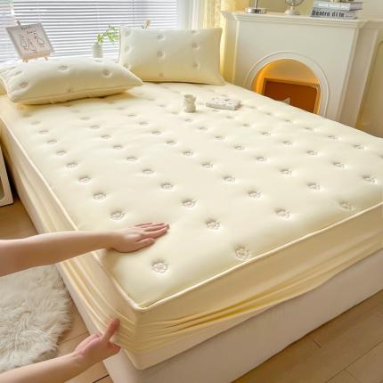 吉祥 2023新款水洗棉夹棉床笠-朵系列 黄朵