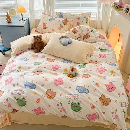 昔可 2023新款亲肤柔软棉加绒四件套 动物派对