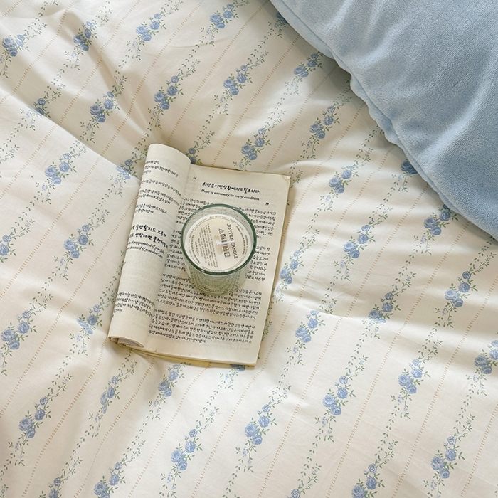 91家纺网 家纺一手货源 找家纺 昔可 2023新款亲肤柔软棉加绒四件套 韩系蓝玫瑰