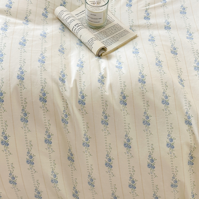 91家纺网 家纺一手货源 找家纺 昔可 2023新款亲肤柔软棉加绒四件套 韩系蓝玫瑰