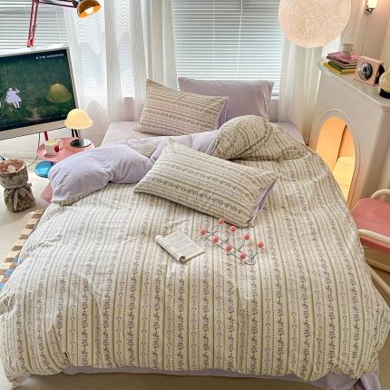 昔可 2023新款亲肤柔软棉加绒四件套 浪漫柳花