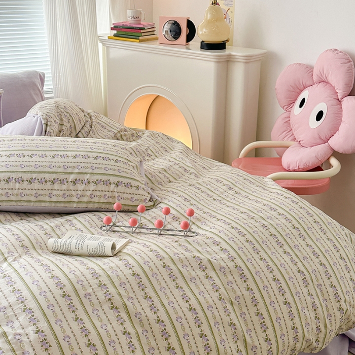 91家纺网 家纺一手货源 找家纺 昔可 2023新款亲肤柔软棉加绒四件套 浪漫柳花