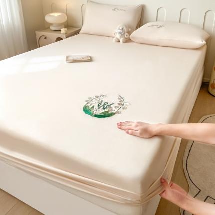 91家纺网 家纺一手货源 找家纺 (总) 暖季 2025新款40s全棉长绒棉刺绣床笠-风铃系列