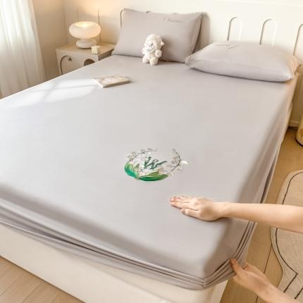 91家纺网 家纺一手货源 找家纺 (总) 暖季 2025新款40s全棉长绒棉刺绣床笠-风铃系列