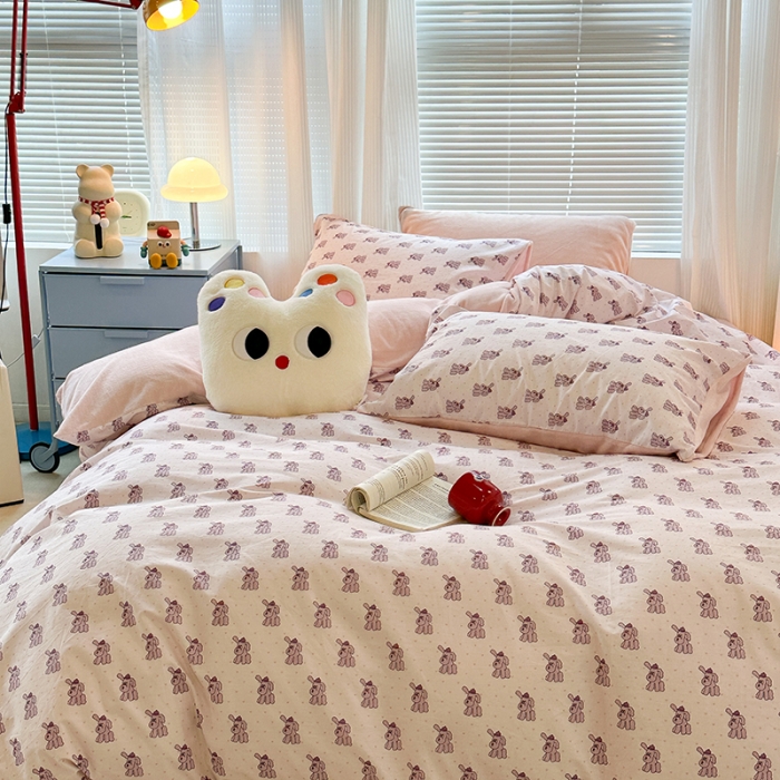 91家纺网 家纺一手货源 找家纺 昔可 2023新款亲肤柔软棉加绒四件套 淘气狗狗