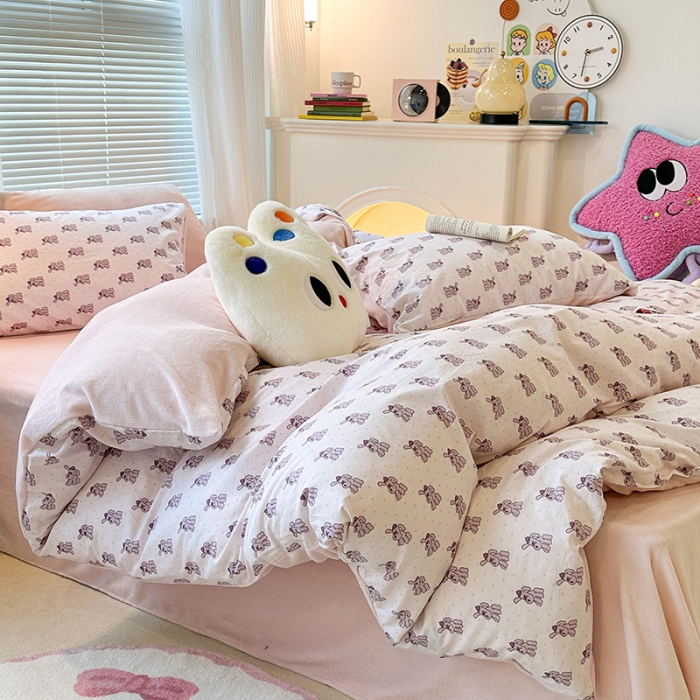 91家纺网 家纺一手货源 找家纺 昔可 2023新款亲肤柔软棉加绒四件套 淘气狗狗