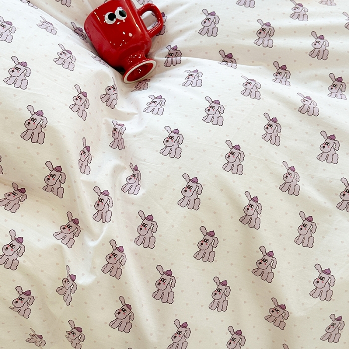 91家纺网 家纺一手货源 找家纺 昔可 2023新款亲肤柔软棉加绒四件套 淘气狗狗