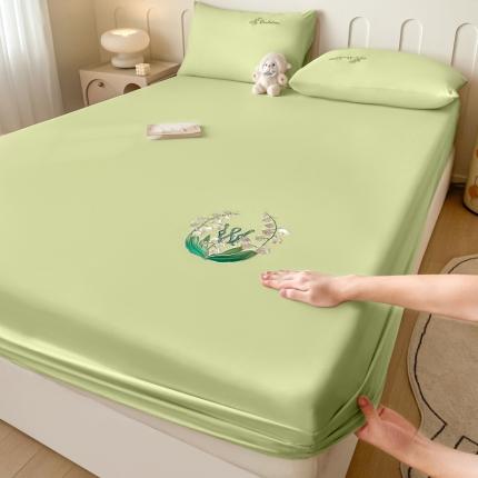 91家纺网 家纺一手货源 找家纺 (总) 暖季 2025新款40s全棉长绒棉刺绣床笠-风铃系列