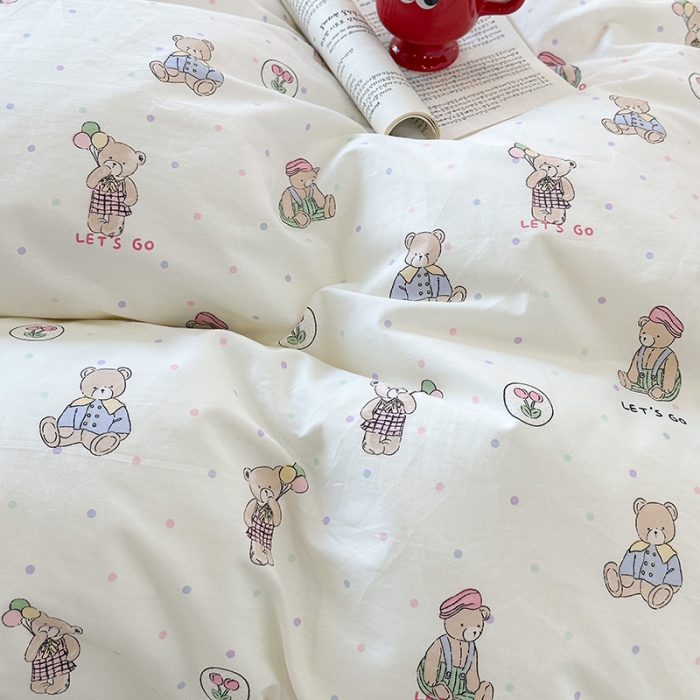 91家纺网 家纺一手货源 找家纺 昔可 2023新款亲肤柔软棉加绒四件套 小熊日记