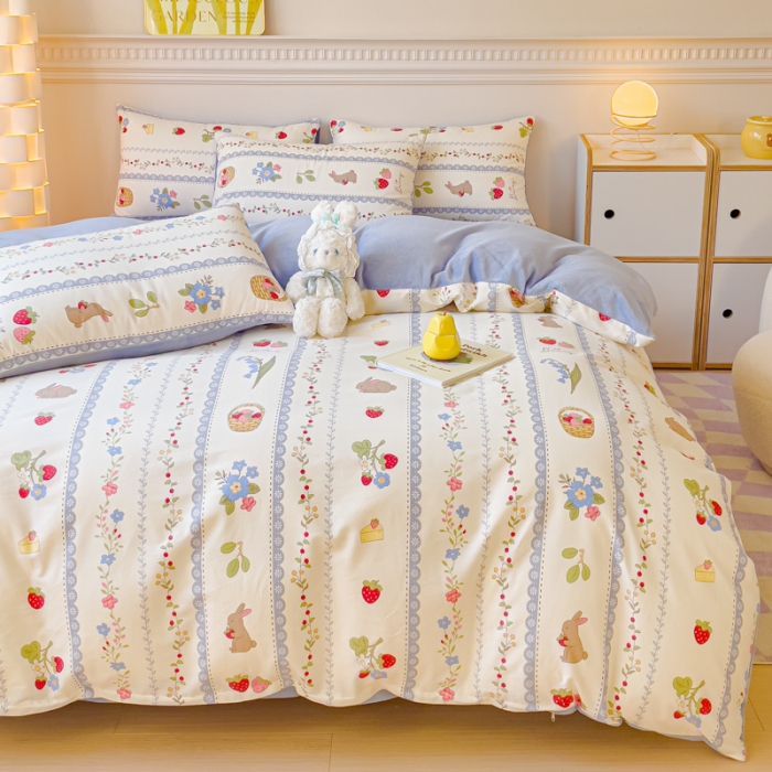 91家纺网 家纺一手货源 找家纺 （总）金丝鸟家纺 2024新款全棉印花加牛奶绒四件套