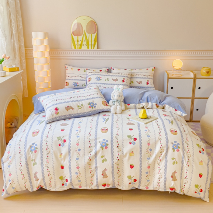 91家纺网 家纺一手货源 找家纺 （总）金丝鸟家纺 2024新款全棉印花加牛奶绒四件套